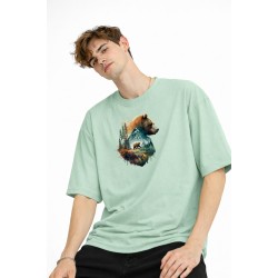 Bear2 - Oversize Tişört SU YESILI
