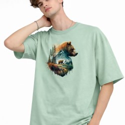 Bear2 - Oversize Tişört SU YESILI