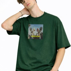 Freedom - Oversize Erkek Tişört HAKI