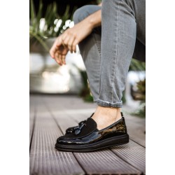 MN002 - RST Loafer Verniciata Erkek Ayakkabı SIYAH