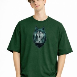 Wolf - Oversize Erkek Tişört HAKI