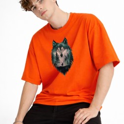 Wolf - Oversize Erkek Tişört TURUNCU