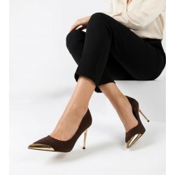 Alis Kahverengi Saten Stiletto Ayakkabı