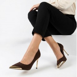 Alis Kahverengi Saten Stiletto Ayakkabı