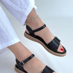 Andana Siyah Cilt Sandalet