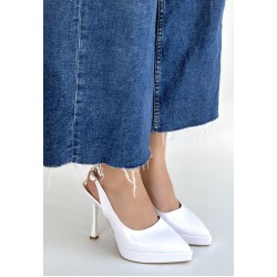 Arim Beyaz Rugan Platform Topuk Ayakkabı