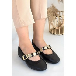 Atnis Siyah Cilt Babet Ayakkabı