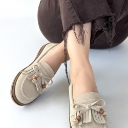 Boriy Bej Deri Tozu Süet Babet Ayakkabı