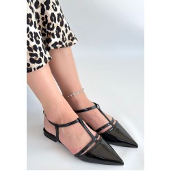 Canca Siyah Rugan Babet Ayakkabı