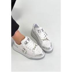 Ceans Beyaz Cilt Bağcıklı Spor Ayakkabı