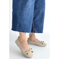 Cear Bej Deri Tozu Süet Babet Ayakkabı