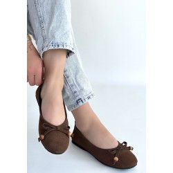 Cear Kahverengi Deri Tozu Süet Babet Ayakkabı