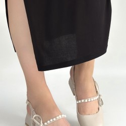 Ceyda Bej Cilt Topuklu Ayakkabı