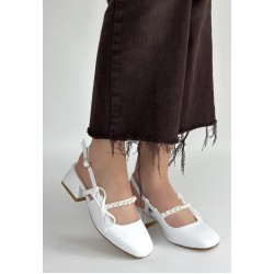 Ceyda Beyaz Cilt Topuklu Ayakkabı