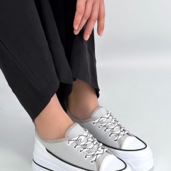 Dalen Gri Keten Bağcıklı Spor Ayakkabı