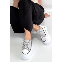 Dalen Gri Keten Bağcıklı Spor Ayakkabı