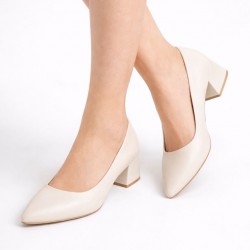 Desniy Bej Cilt Topuklu Ayakkabı