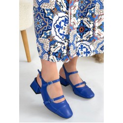 Doran Mavi Cilt Topuklu Ayakkabı