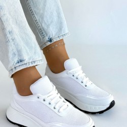 Edva Beyaz Cilt Bağcıklı Spor Ayakkabı