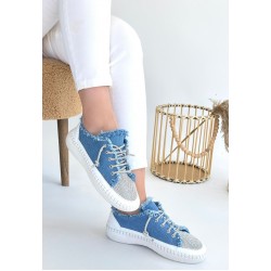 Enber Mavi Kot Bağcıklı Spor Ayakkabı