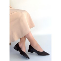 Ferla Acı Kahve Cilt Topuklu Ayakkabı