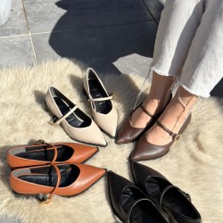 Galye Kahverengi Cilt Topuklu Ayakkabı