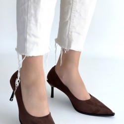 Gute Kahverengi Süet Topuklu Ayakkabı