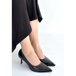 Gute Parlak Siyah Cilt Topuklu Ayakkabı