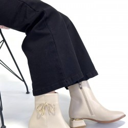 Harly Bej Cilt Topuklu Bot