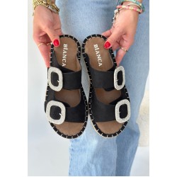 Hertas Siyah Nubuk Tokalı Terlik