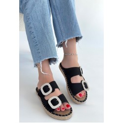 Hertas Siyah Nubuk Tokalı Terlik