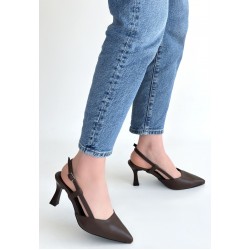 Hoost Kahverengi Cilt Topuklu Ayakkabı