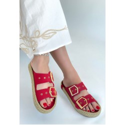 İces Kırmızı Nubuk Terlik