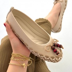 Ilwe Bej Cilt Babet Ayakkabı