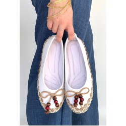 Ilwe Beyaz Cilt Babet Ayakkabı