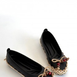 Ilwe Siyah Cilt Babet Ayakkabı