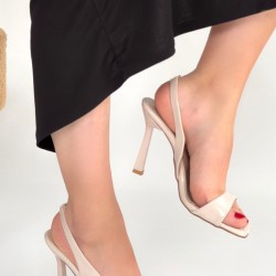 Janta Bej Cilt Topuklu Ayakkabı