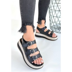 Jatay Siyah Cilt Sandalet