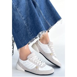 Jawen Gri Nubuk Beyaz Detaylı Spor Ayakkabı