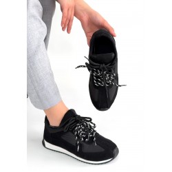 Jeat Siyah Nubuk Bağcıklı Spor Ayakkabı