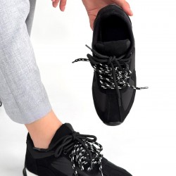 Jeat Siyah Nubuk Bağcıklı Spor Ayakkabı