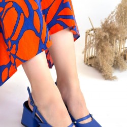 Jecci Mavi Cilt Topuklu Ayakkabı