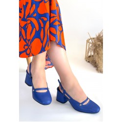 Jecci Mavi Cilt Topuklu Ayakkabı