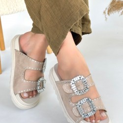 Juana Bej Nubuk Taşlı Terlik