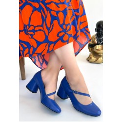 Kier Mavi Cilt Topuklu Ayakkabı