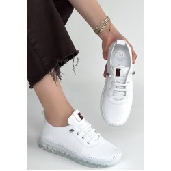 Kitta Beyaz Deri Bağcıklı Spor Ayakkabı