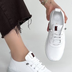 Kitta Beyaz Deri Bağcıklı Spor Ayakkabı