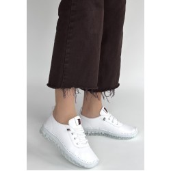 Kitta Beyaz Deri Bağcıklı Spor Ayakkabı