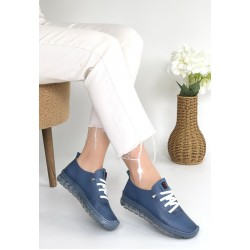 Kitta Mavi Deri Bağcıklı Spor Ayakkabı