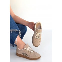 Lendo Bej Süet Bağcıklı Spor Ayakkabı